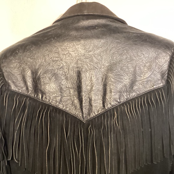 Wilsons Leather Vintage Women's Western Fringed Black Leather Jacket size small - Picture 5 of 14